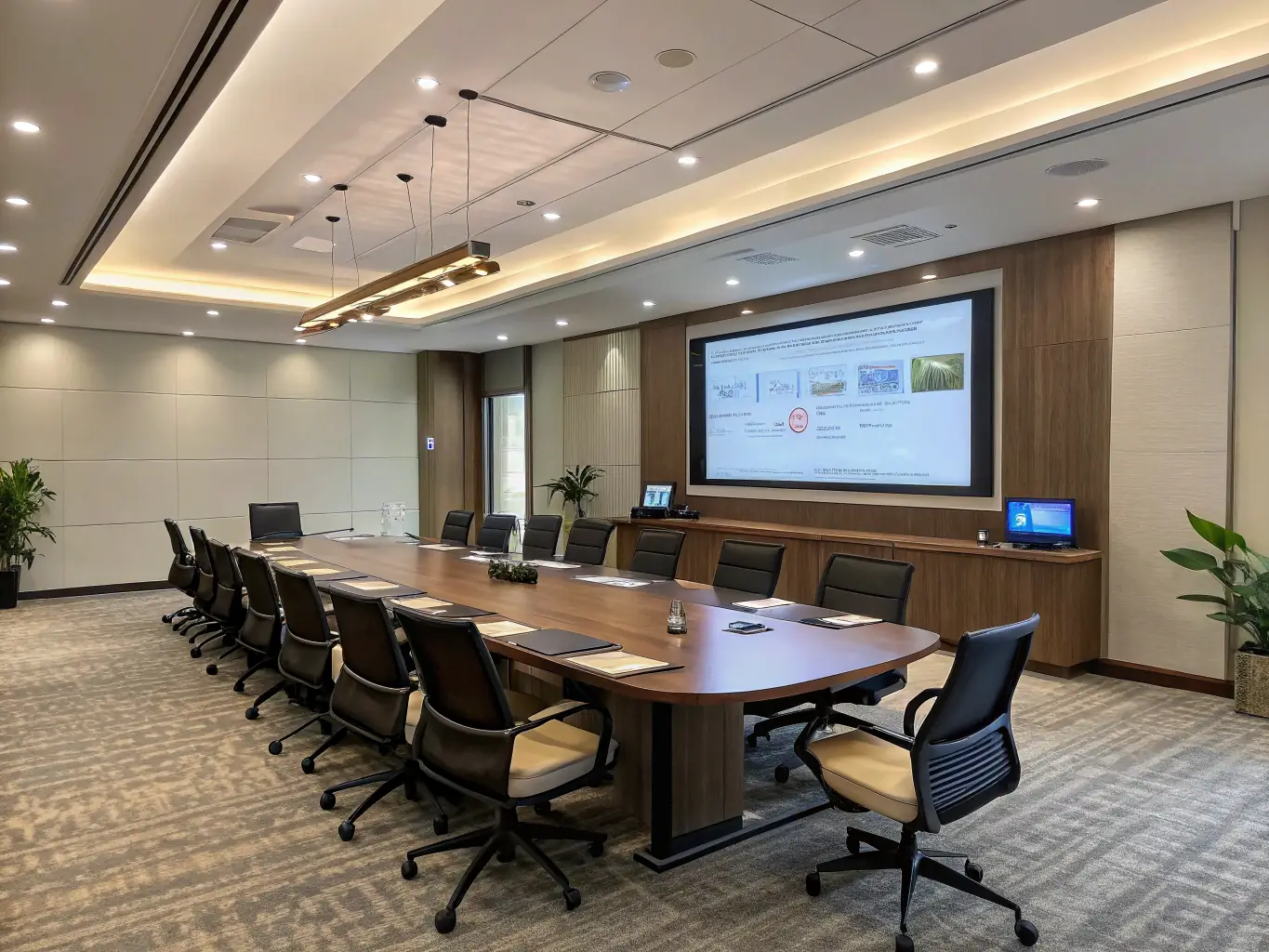 A modern conference room equipped with the latest technology, comfortable seating, and ample space for presentations and discussions, highlighting the state-of-the-art facilities.